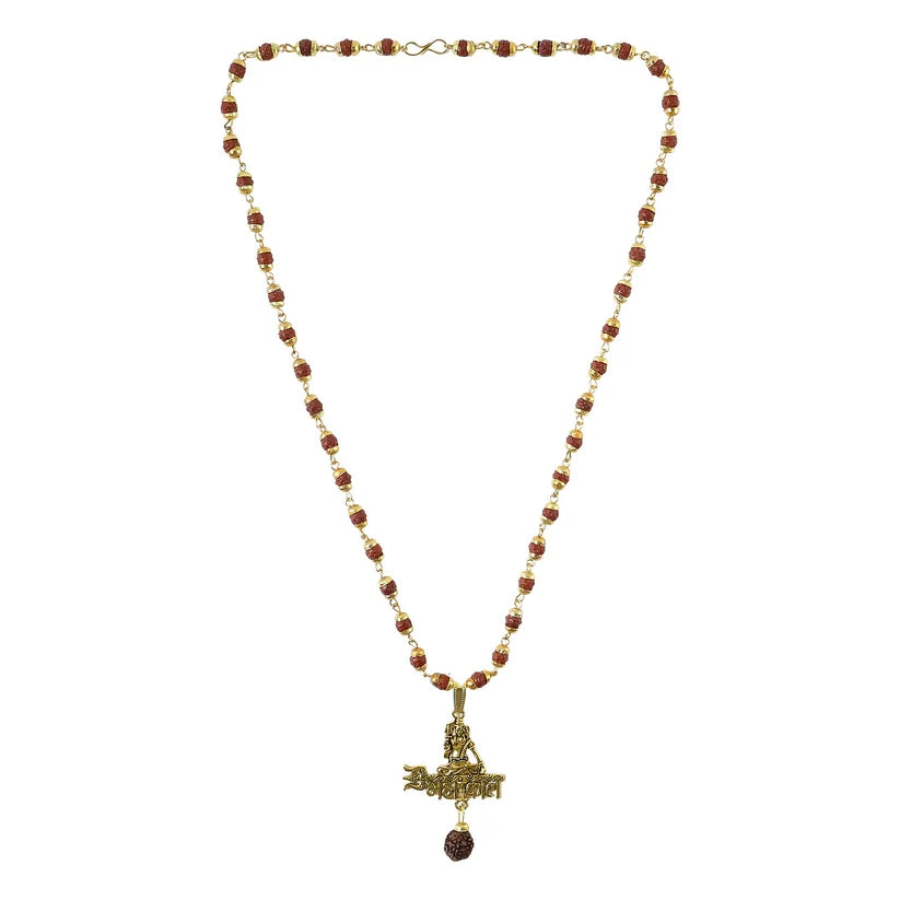 Rahul Gandhi's Gold Plated Mahakal Pendant with Rudraksha Necklace – Spiritual Strength