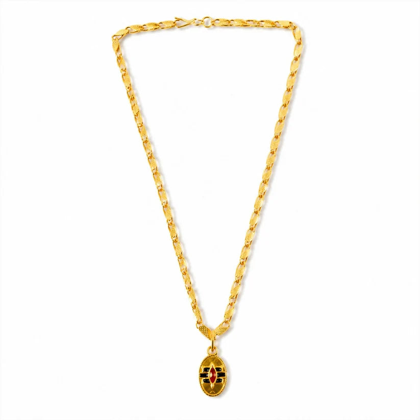 Rahul Gandhi's Gold Finish Shiv Tilak Pendant Chain – Elegant Spiritual Protector