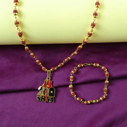Modi's Gold Plated Shiva Pendant with Rudraksha Bracelet Combo – Spiritual Protector