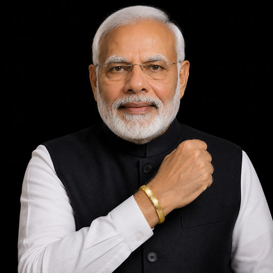 Modi's Classic Golden-Plated Laser Diamond-Cut Textured Kada | Solid Slip-On Wrist Bangle