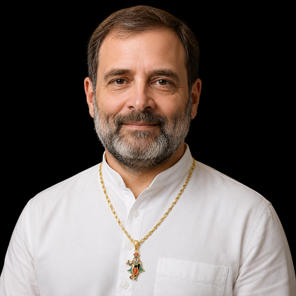 Rahul Gandhi's Gold Plated Lord Krishna Pendant Necklace – Elegant Dancing Krishna Design