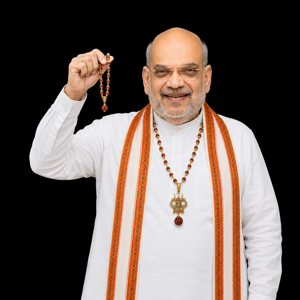 Amit Shah's Gold Plated Hanuman Trishul Pendant with Rudraksha Breslet Combo – Spiritual Protection