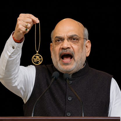 Amit Shah's Gold-Tone Hindu Symbol Pendant Necklace with Saffron Flag – Spiritual & Traditional