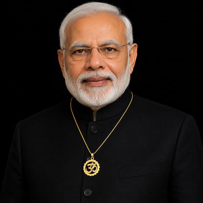 Modi's Gold-Tone Om Pendant Necklace with Floral Border – Elegant Spiritual