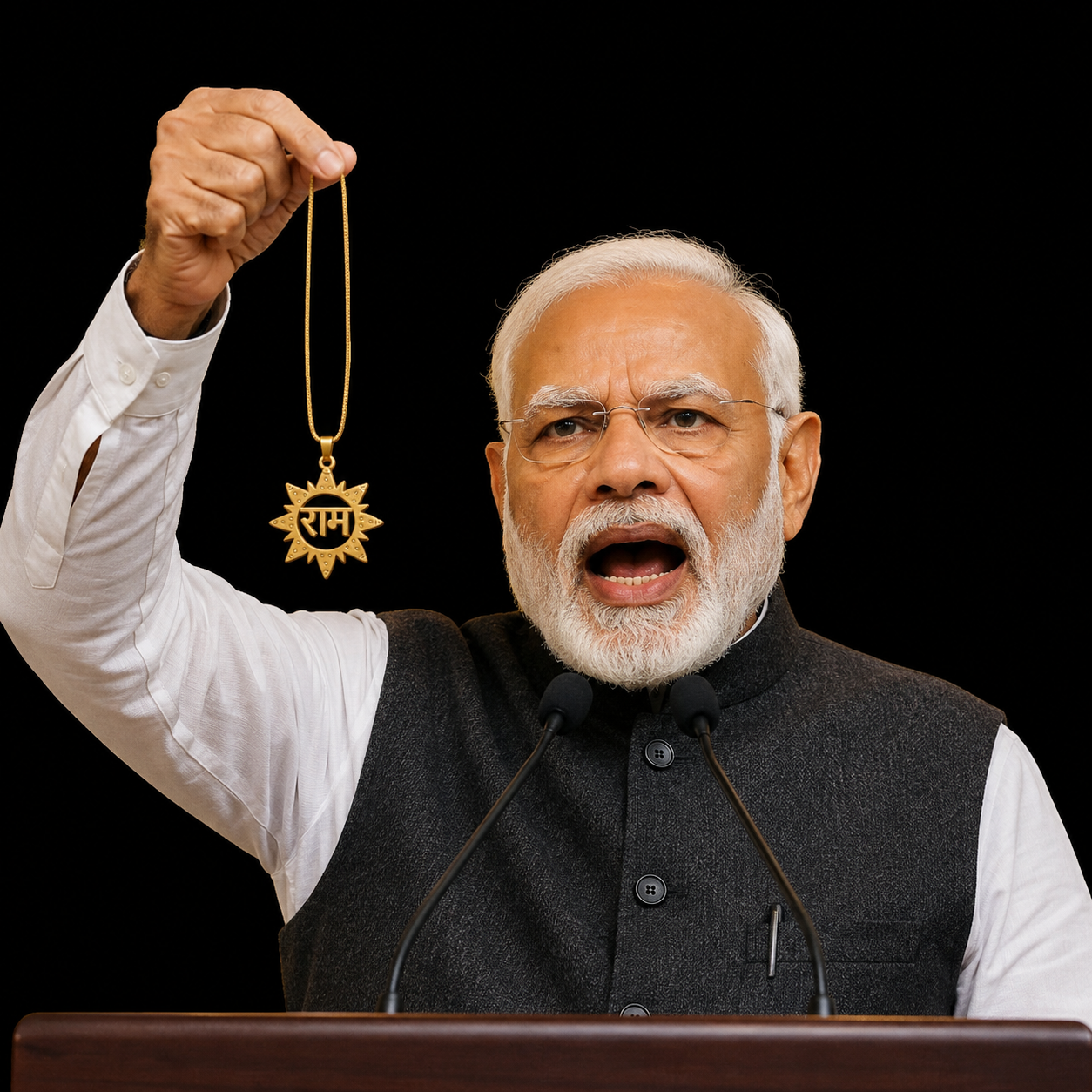 Modi's Gold-Tone Shri Ram Sun Pendant Necklace – Elegant Spiritual