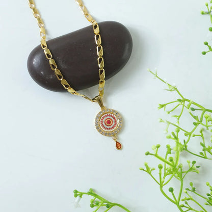 Modi's Royal Gold Pendant Necklace – Traditional Vibrant Enamel Design