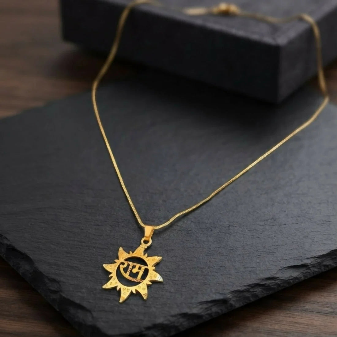 Modi's Gold-Tone Shri Ram Sun Pendant Necklace – Elegant Spiritual