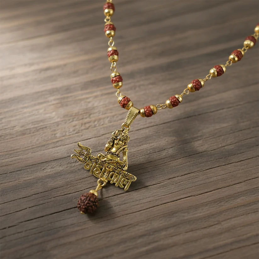 Rahul Gandhi's Gold Plated Mahakal Pendant with Rudraksha Necklace – Spiritual Strength
