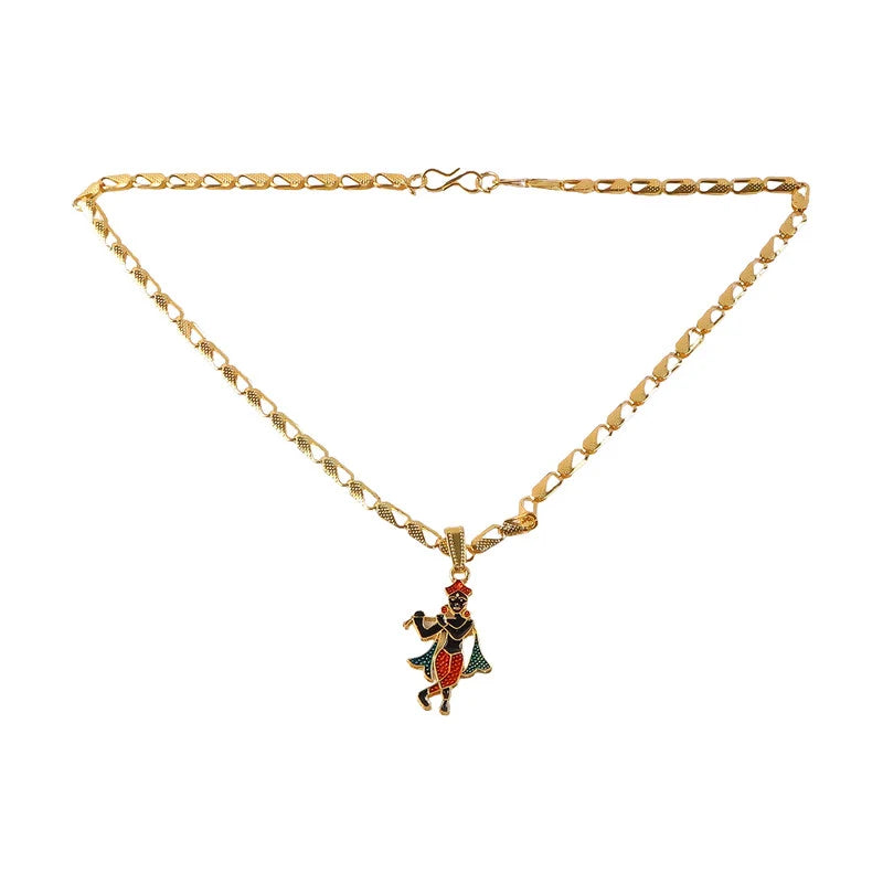 Rahul Gandhi's Gold Plated Lord Krishna Pendant Necklace – Elegant Dancing Krishna Design