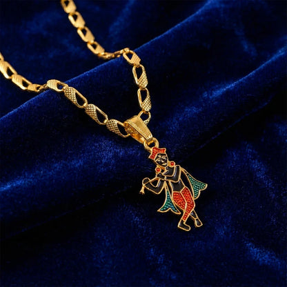 Rahul Gandhi's Gold Plated Lord Krishna Pendant Necklace – Elegant Dancing Krishna Design