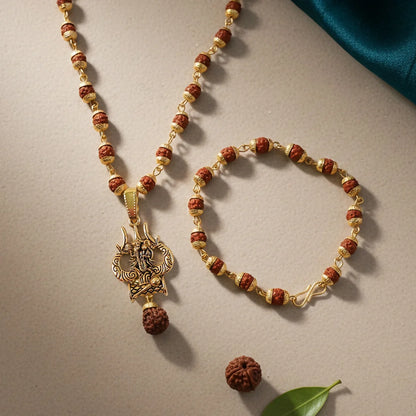 Amit Shah's Gold Plated Hanuman Trishul Pendant with Rudraksha Breslet Combo – Spiritual Protection