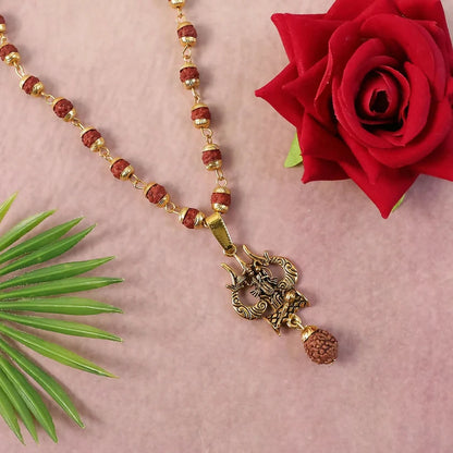 Amit Shah's Gold Plated Hanuman Trishul Pendant with Rudraksha Breslet Combo – Spiritual Protection