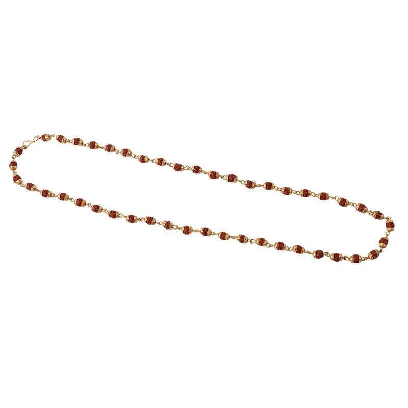 Gold Plated Rudraksha Mala Necklace – Spiritual & Elegant Design