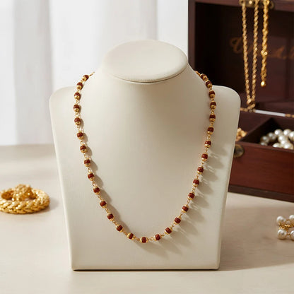 Gold Plated Rudraksha Mala Necklace – Spiritual & Elegant Design