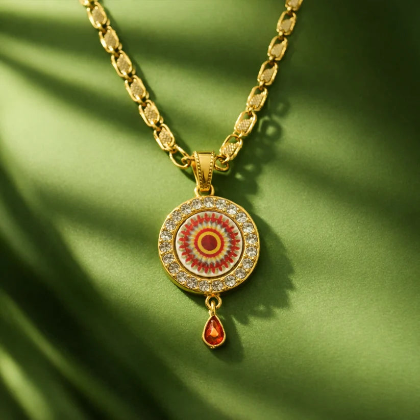 Modi's Royal Gold Pendant Necklace – Traditional Vibrant Enamel Design