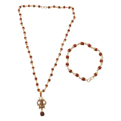 Amit Shah's Gold Plated Hanuman Trishul Pendant with Rudraksha Breslet Combo – Spiritual Protection