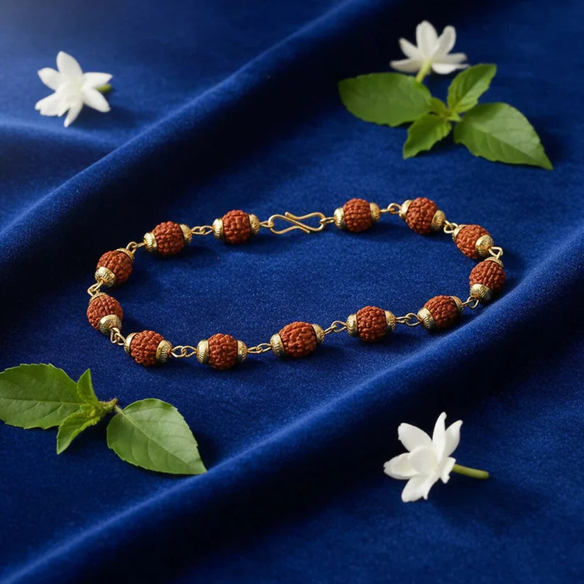 Modi's Gold Plated Mahakal Trishul Pendant with Rudraksha Mala Combo– Spiritual Protection