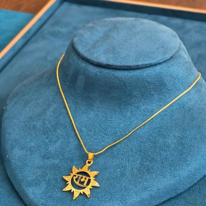 Modi's Gold-Tone Shri Ram Sun Pendant Necklace – Elegant Spiritual