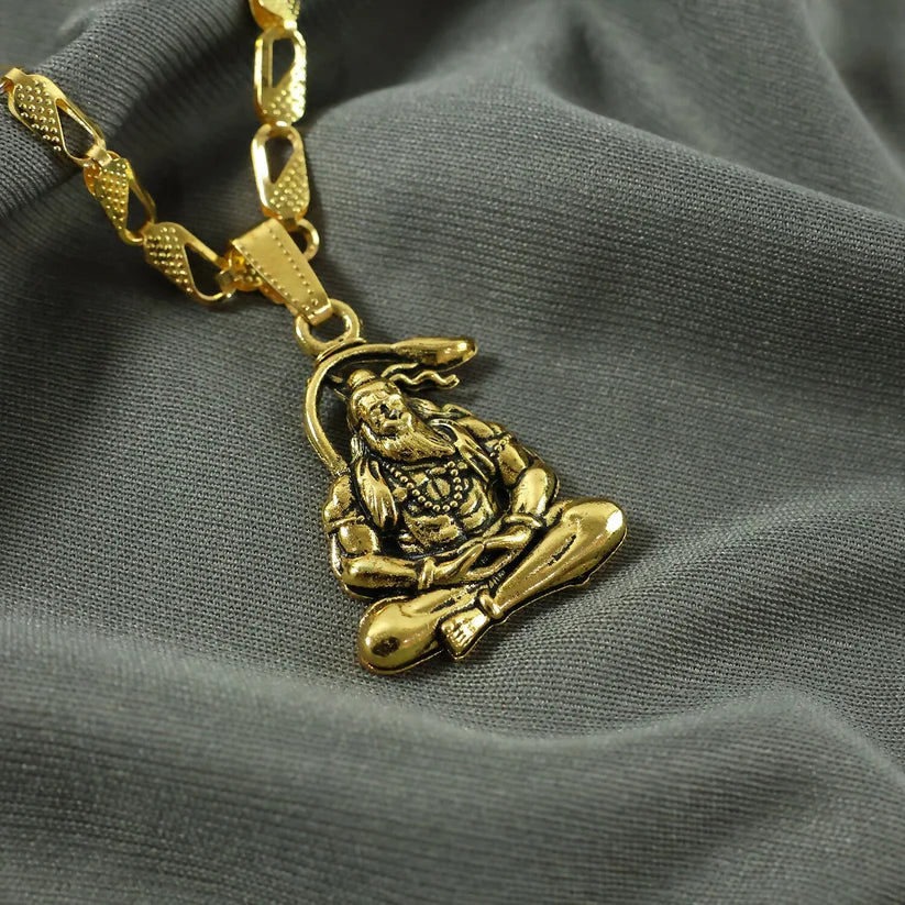 Modi's Yellow Gold Plated Lord Hanuman Pendant Necklace – Symbol of Strength & Devotion