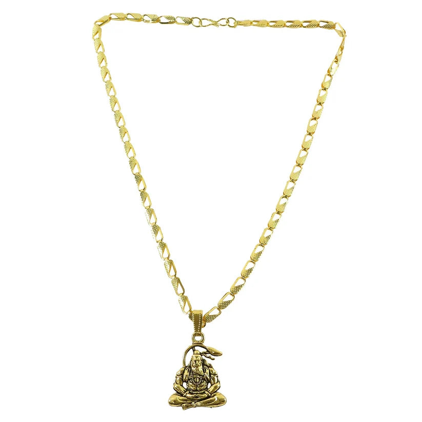 Modi's Yellow Gold Plated Lord Hanuman Pendant Necklace – Symbol of Strength & Devotion