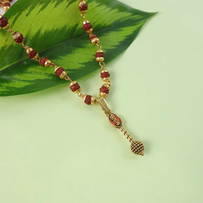 Amit Shah's Gold Plated Ram Naam Gada Pendant Necklace – Spiritual Strength & Protection