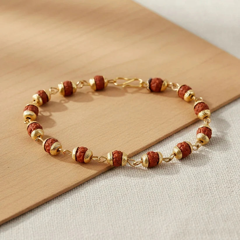 Modi's Gold Plated Shiva Pendant with Rudraksha Bracelet Combo – Spiritual Protector