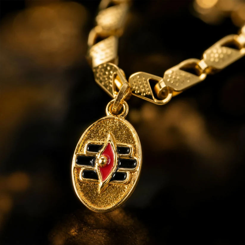 Rahul Gandhi's Gold Finish Shiv Tilak Pendant Chain – Elegant Spiritual Protector