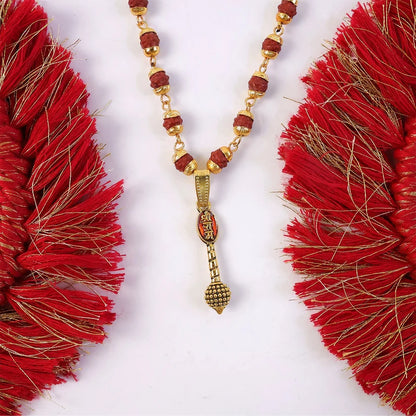 Amit Shah's Gold Plated Ram Naam Gada Pendant Necklace – Spiritual Strength & Protection